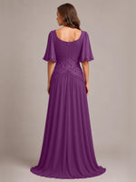 Cowl Neck Mother of the Bride Dress with Applique 