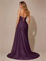 Silk-like Prom Dress with Appliques