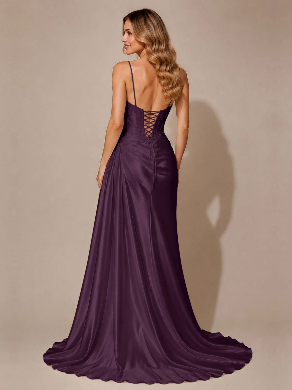 Silk-like Prom Dress with Appliques