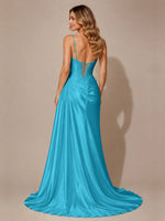 Silk-like Prom Dress with Appliques