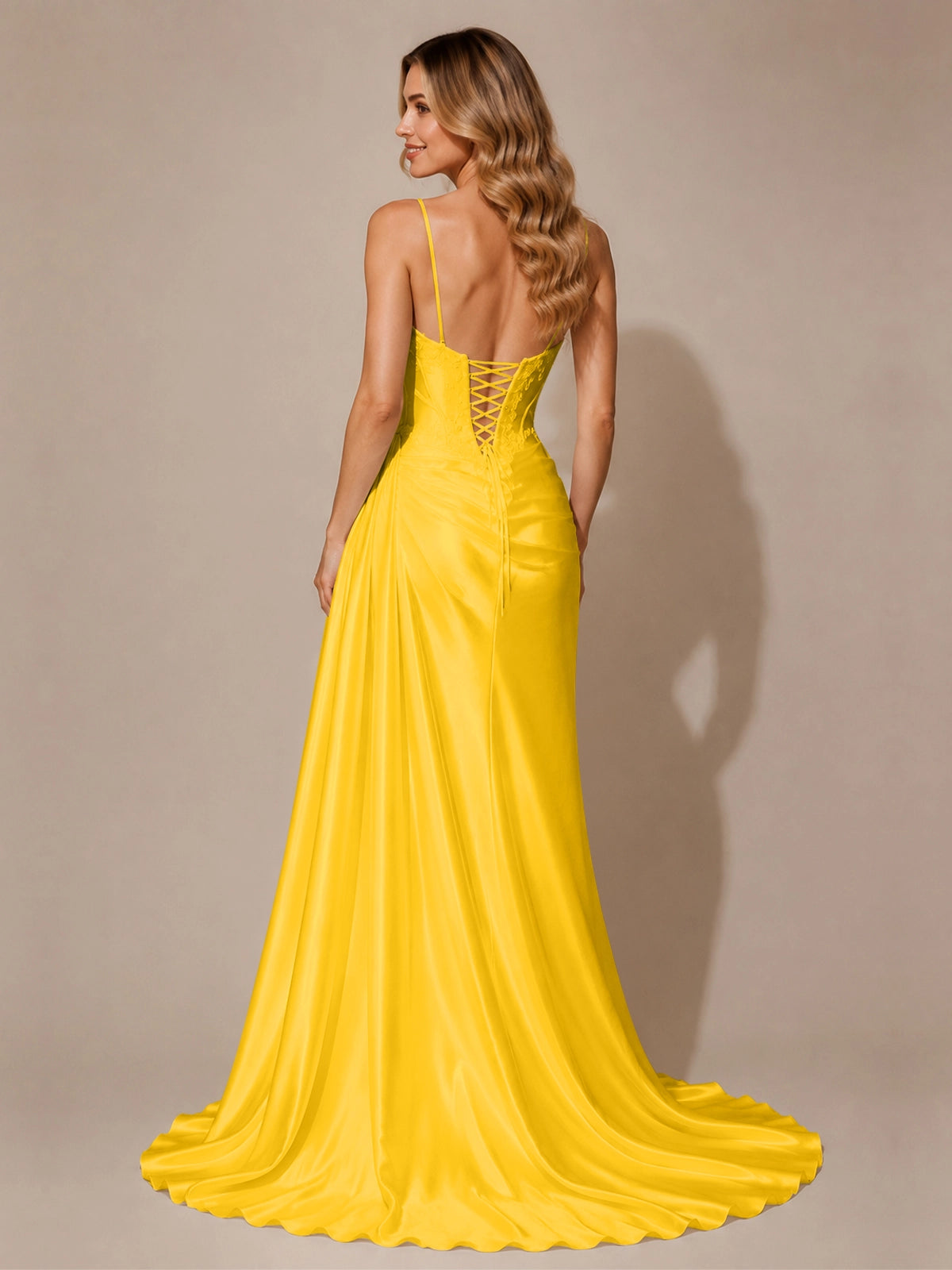 Silk-like Prom Dress with Appliques