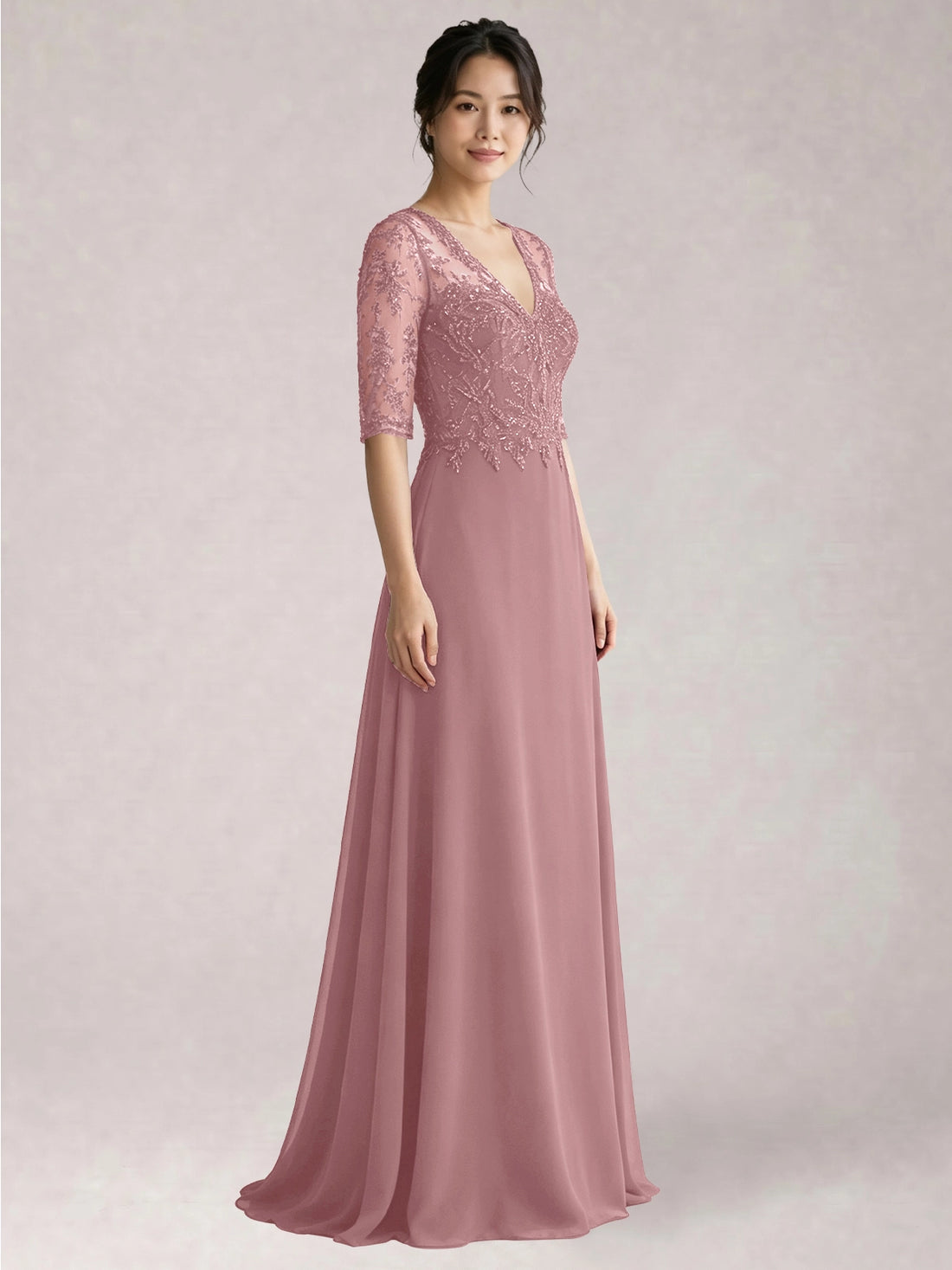 Lace Mother of the Bride Dress with Half Sleeves