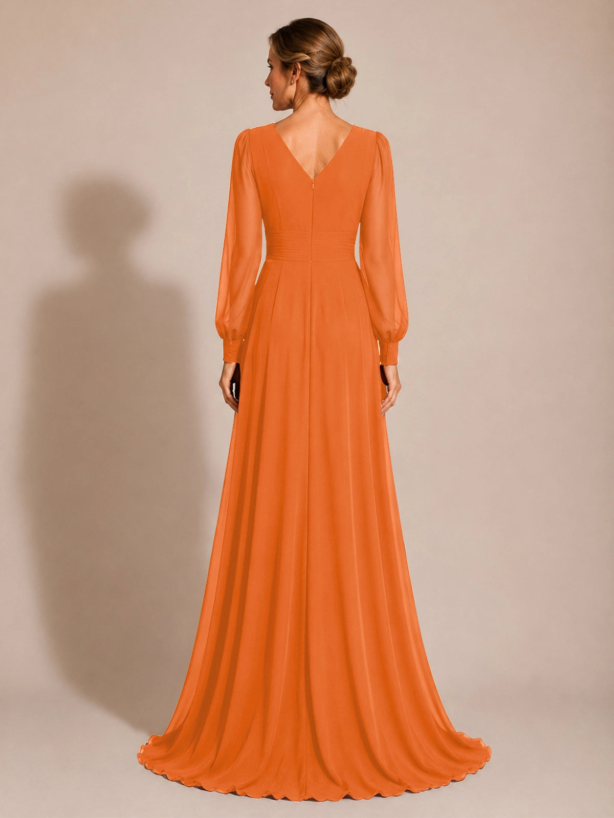 Chiffon Mother of the Bride Dress with Long Sleeves 