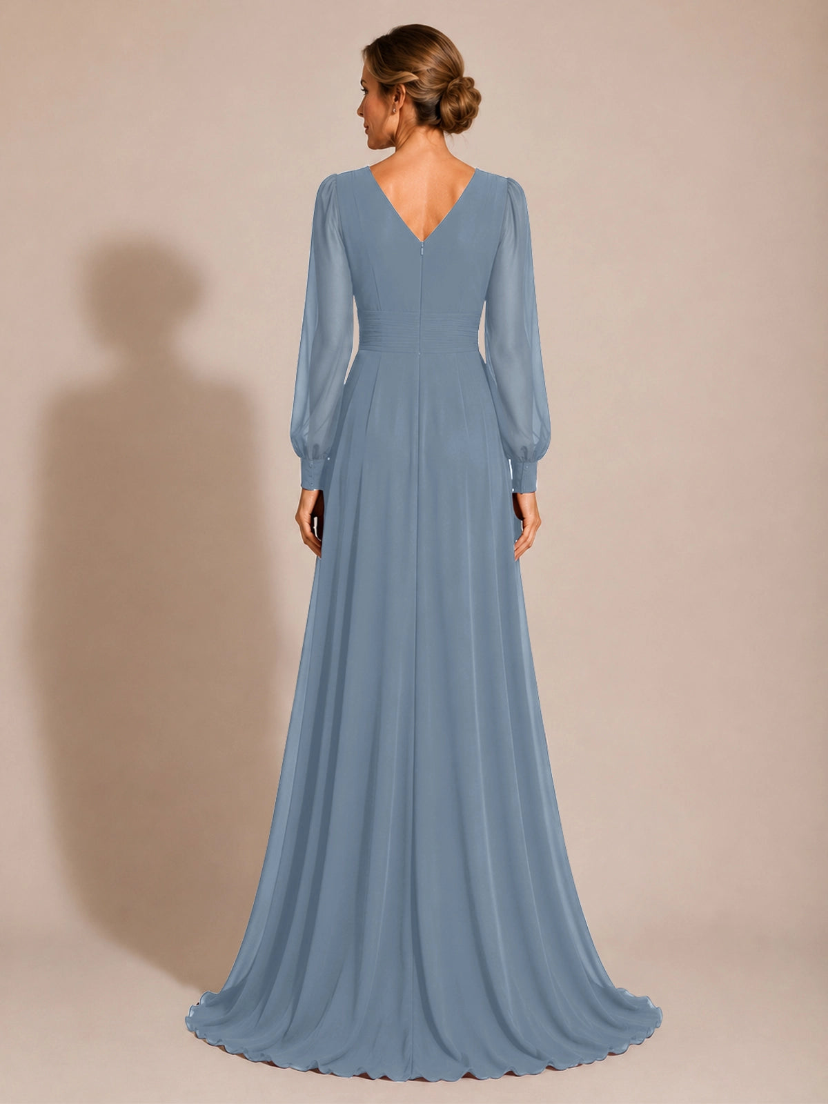 Chiffon Mother of the Bride Dress with Long Sleeves 