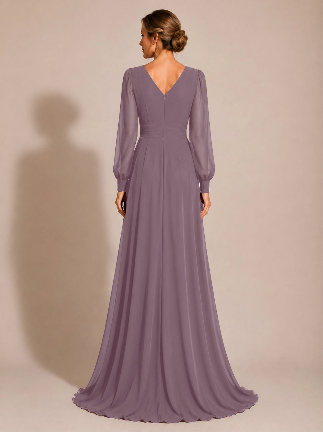 Chiffon Mother of the Bride Dress with Long Sleeves 