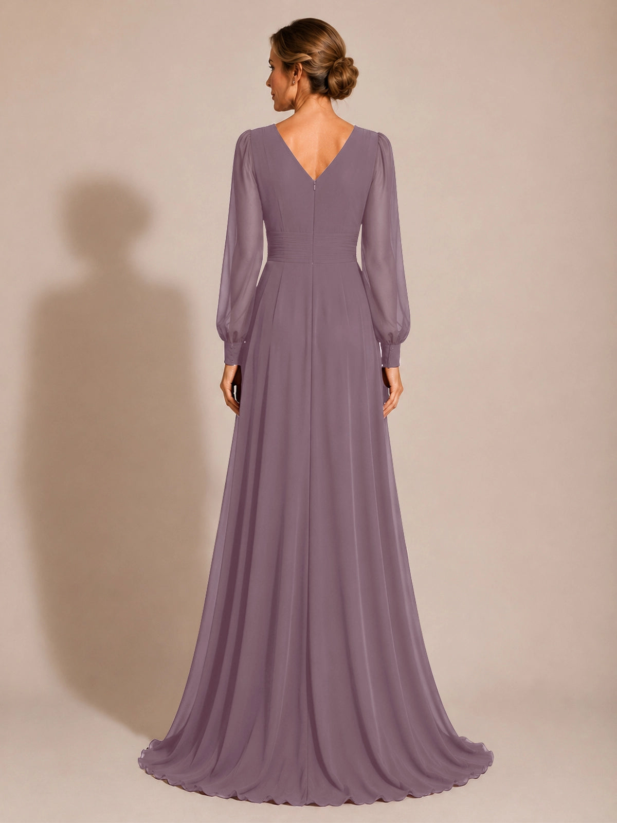 Chiffon Mother of the Bride Dress with Long Sleeves 