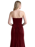 Velvet Prom Dress with Beaded Applique 