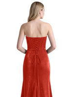 Velvet Prom Dress with Beaded Applique 