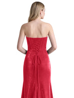 Velvet Prom Dress with Beaded Applique 