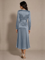 Silk-like Mother of the Bride Dress with Self-Tie Sash 