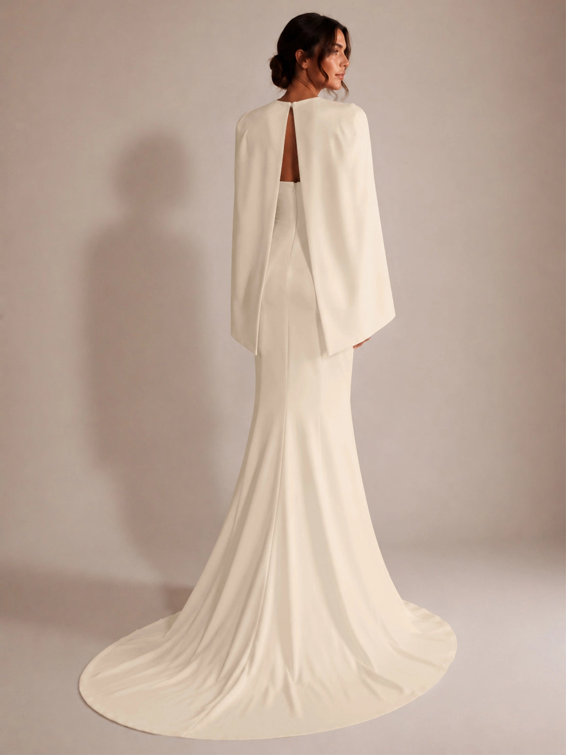 Stretch Satin Wedding Dress with Cape