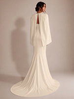 Stretch Satin Wedding Dress with Cape