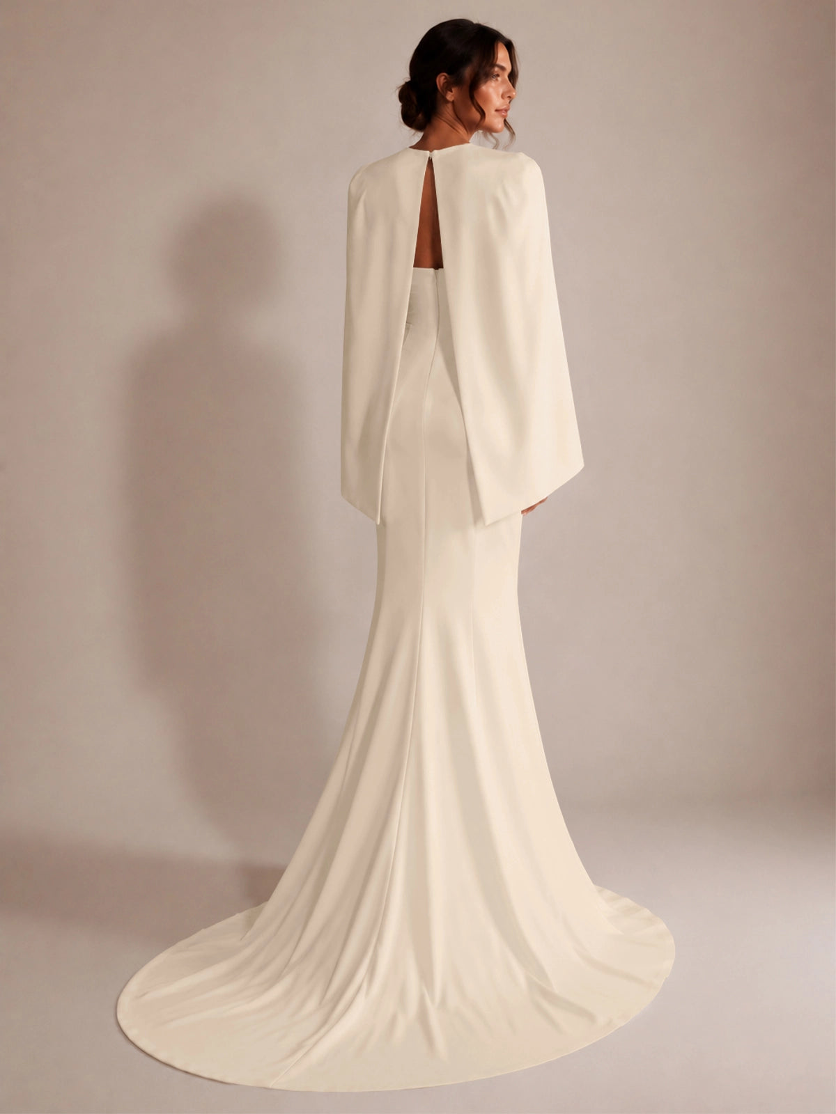 Stretch Satin Wedding Dress with Cape