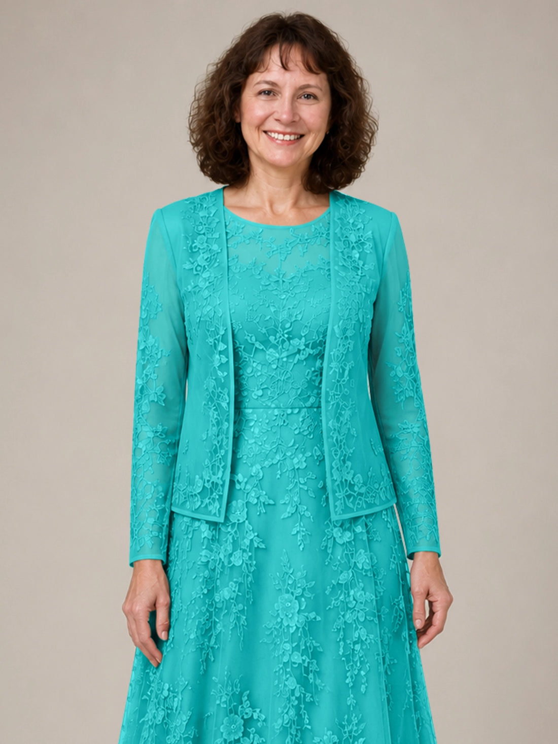 A-line Mother of the Bride Dress with Lace 