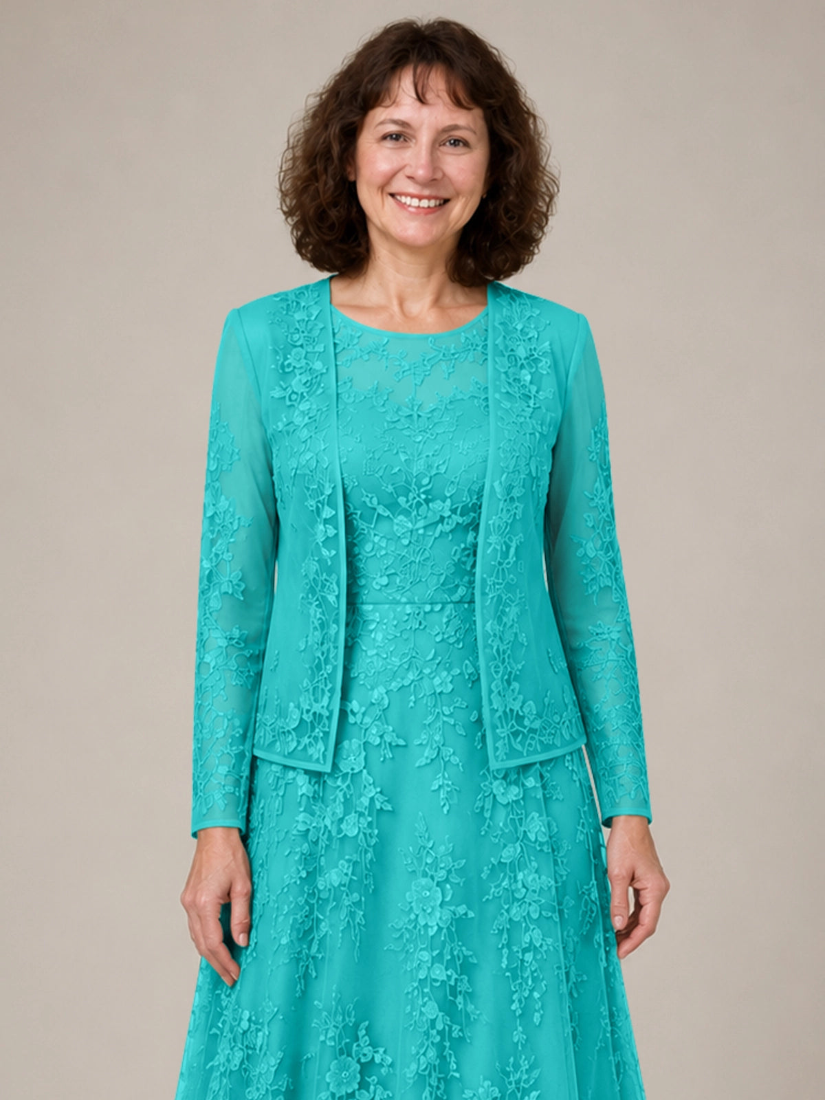 A-line Mother of the Bride Dress with Lace 