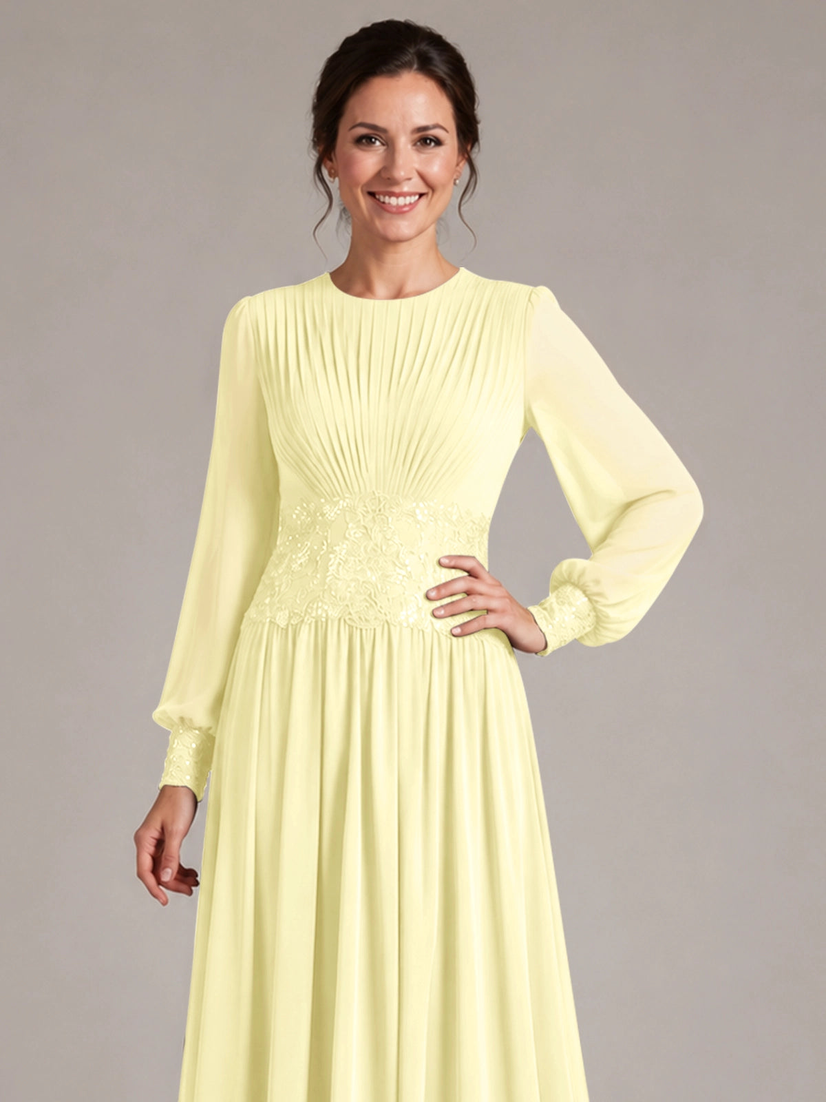 Chiffon Mother of the Bride Dress with Jewel Neckline 