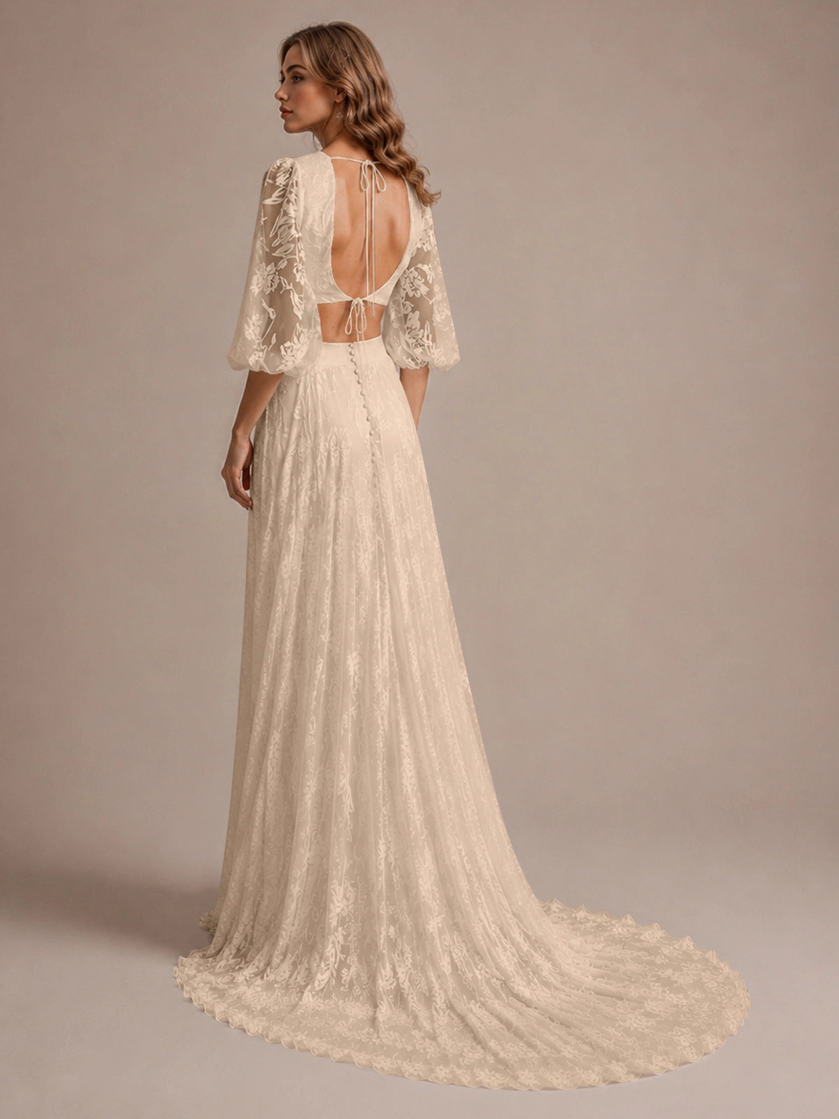 Lace Wedding Dress with Slit 