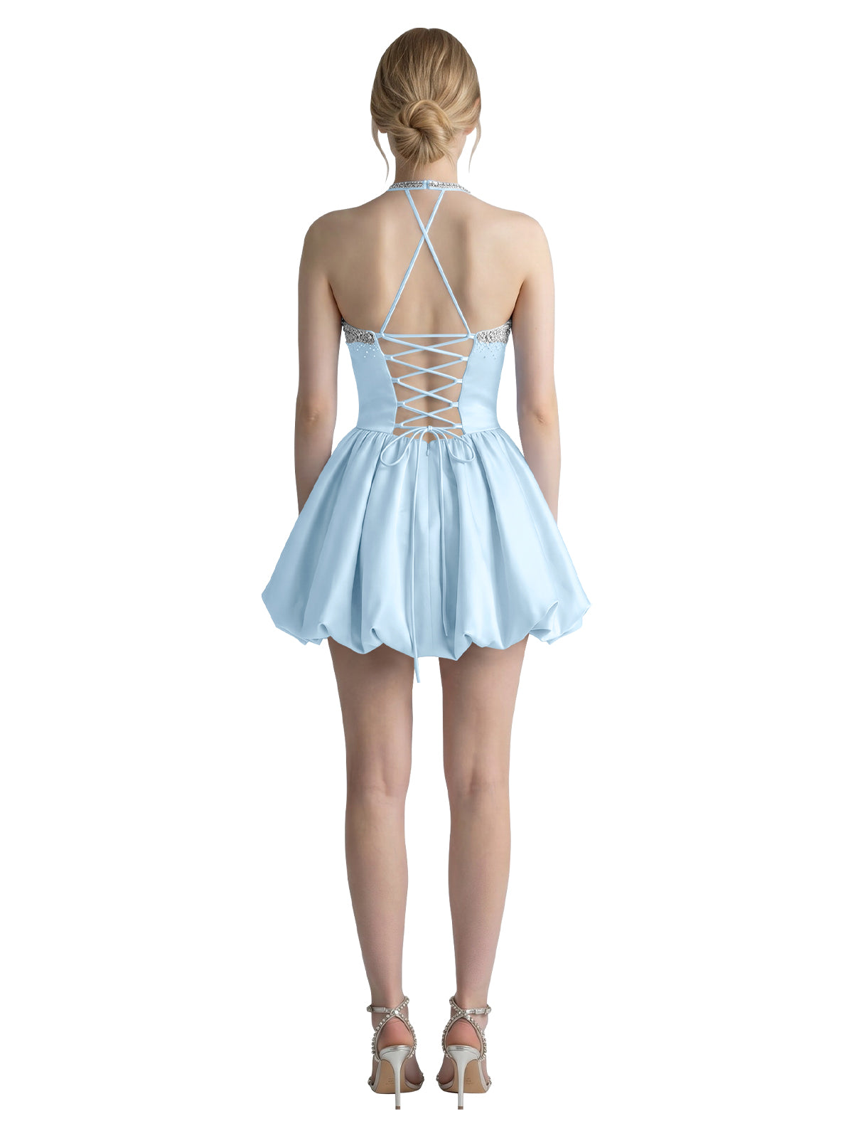 Beading Bubble Hem Mini Dress 