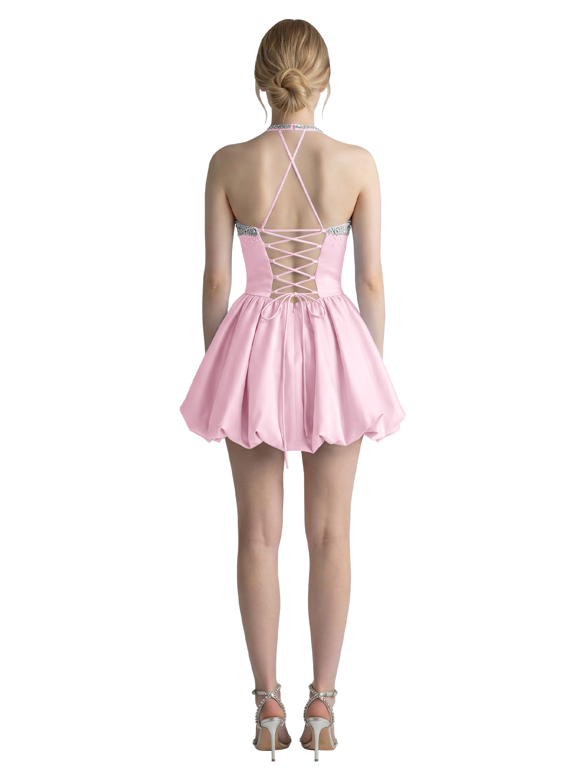 Beading Bubble Hem Mini Dress 