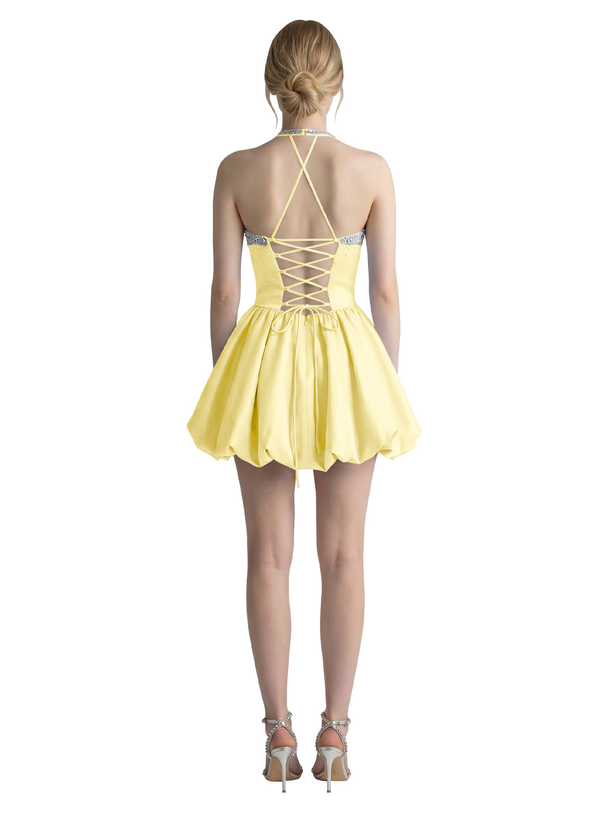 Beading Bubble Hem Mini Dress 