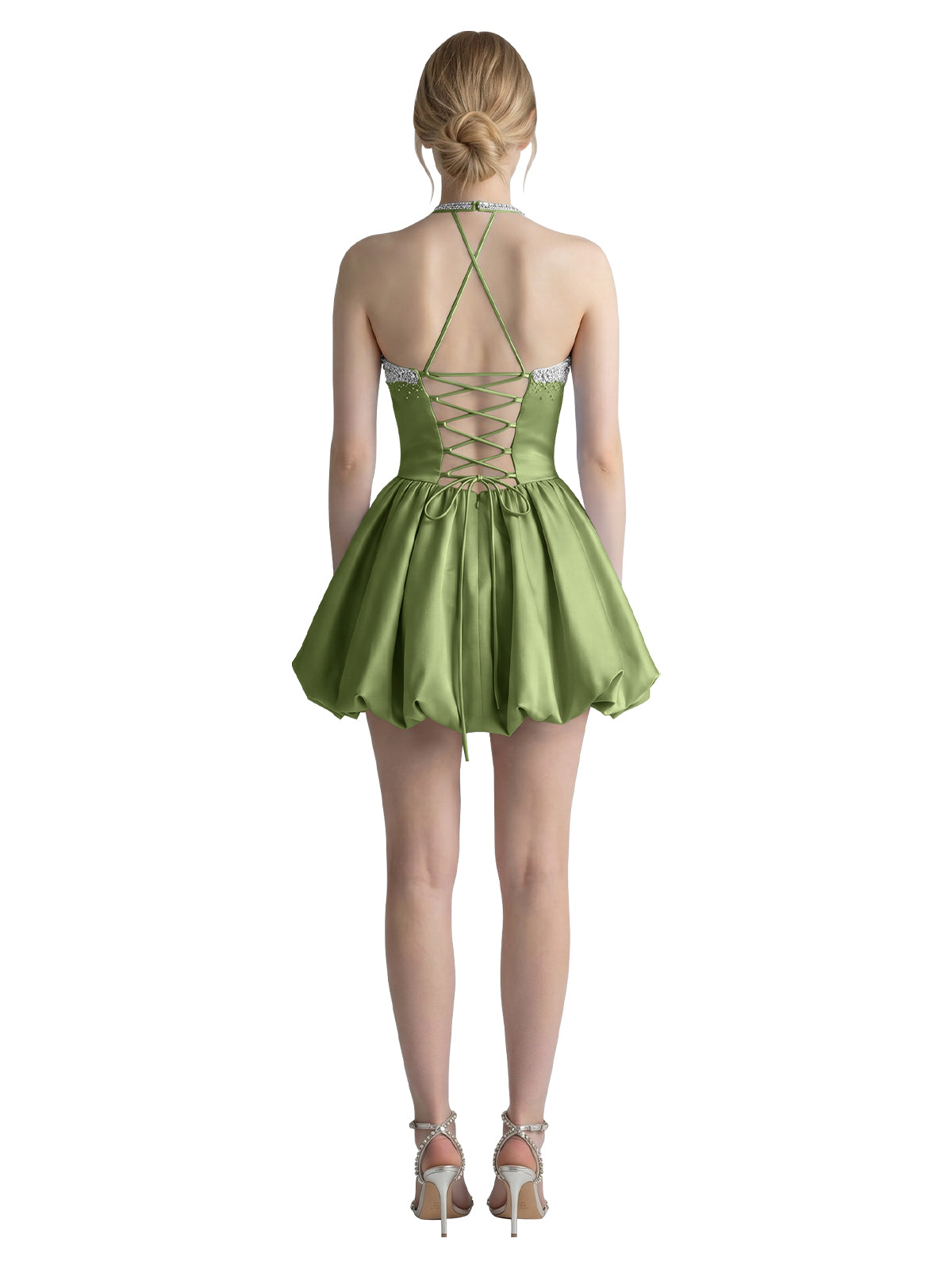 Beading Bubble Hem Mini Dress 