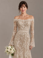 Lace Wedding Dress with Off-the-Shoulder 