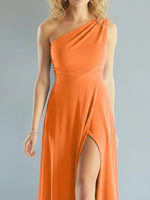 One-Shoulder Bridesmaid Dress with Slit