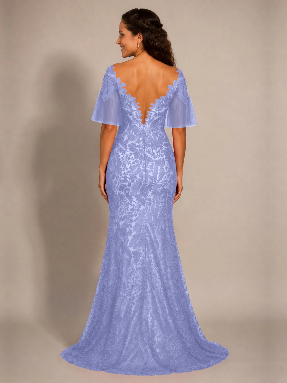 Mermaid Mother of the Bride Dress with V-neck 