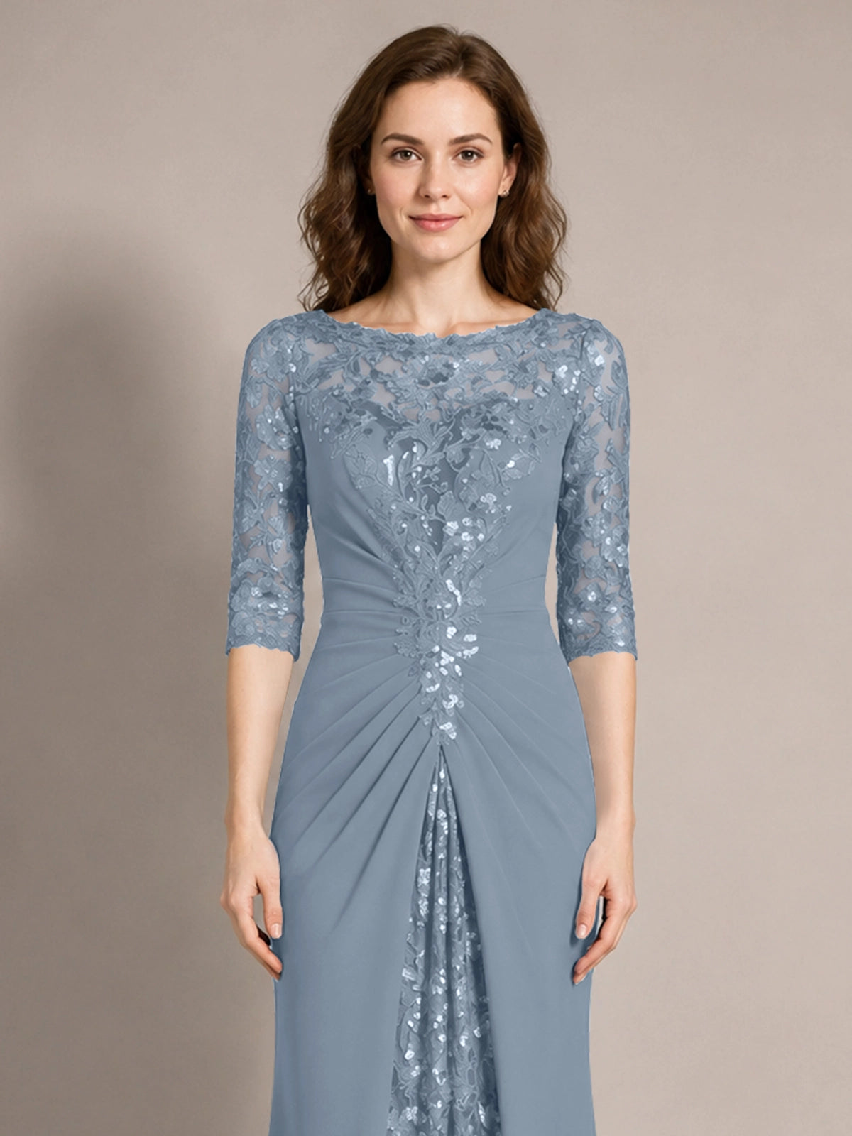 Lace Mother of the Bride Dress with Applique 