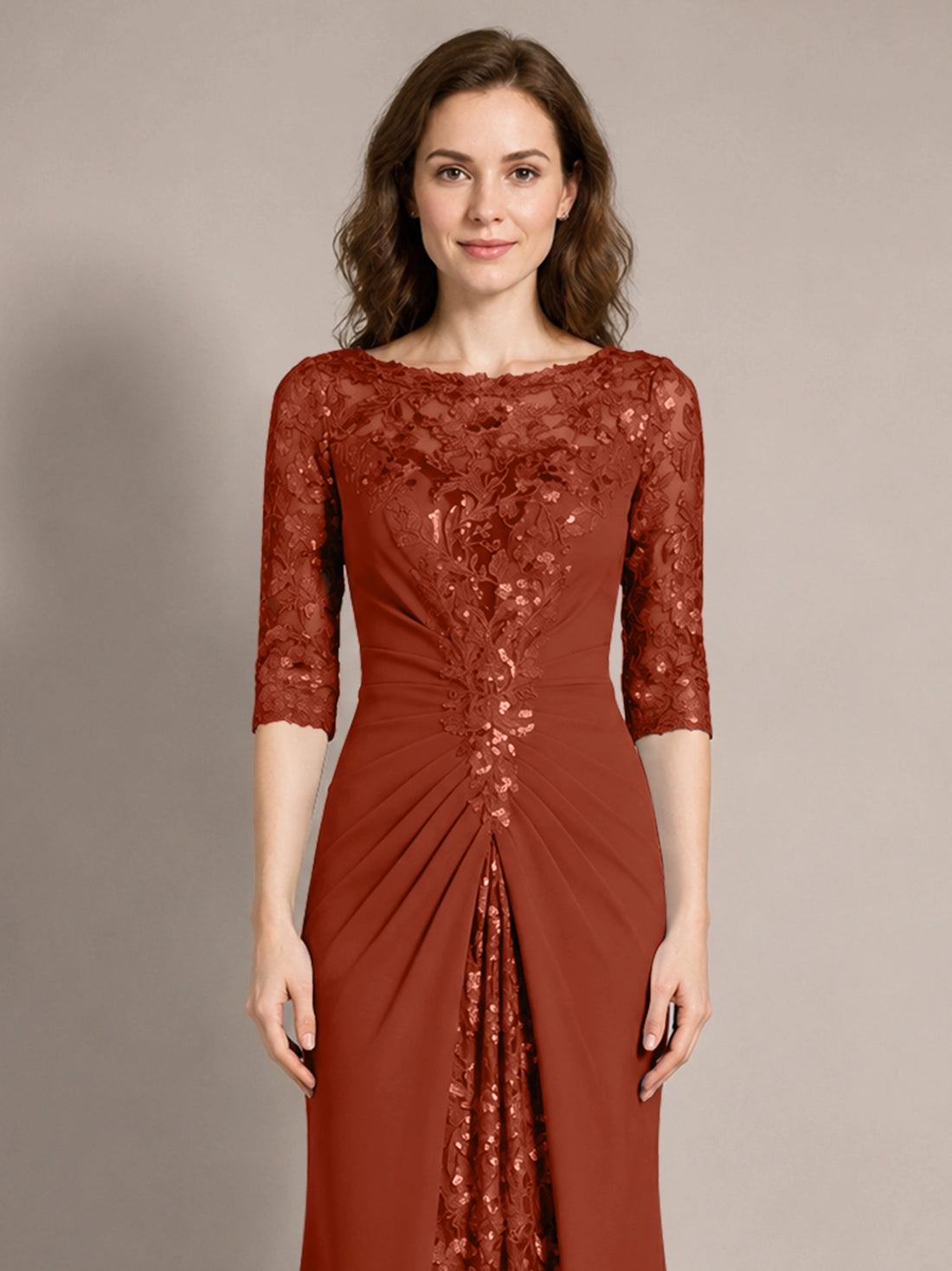Lace Mother of the Bride Dress with Applique 