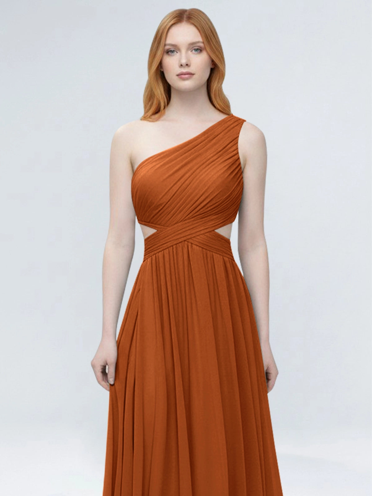 One-Shoulder Side Cut-Out Bridesmaid Dress 