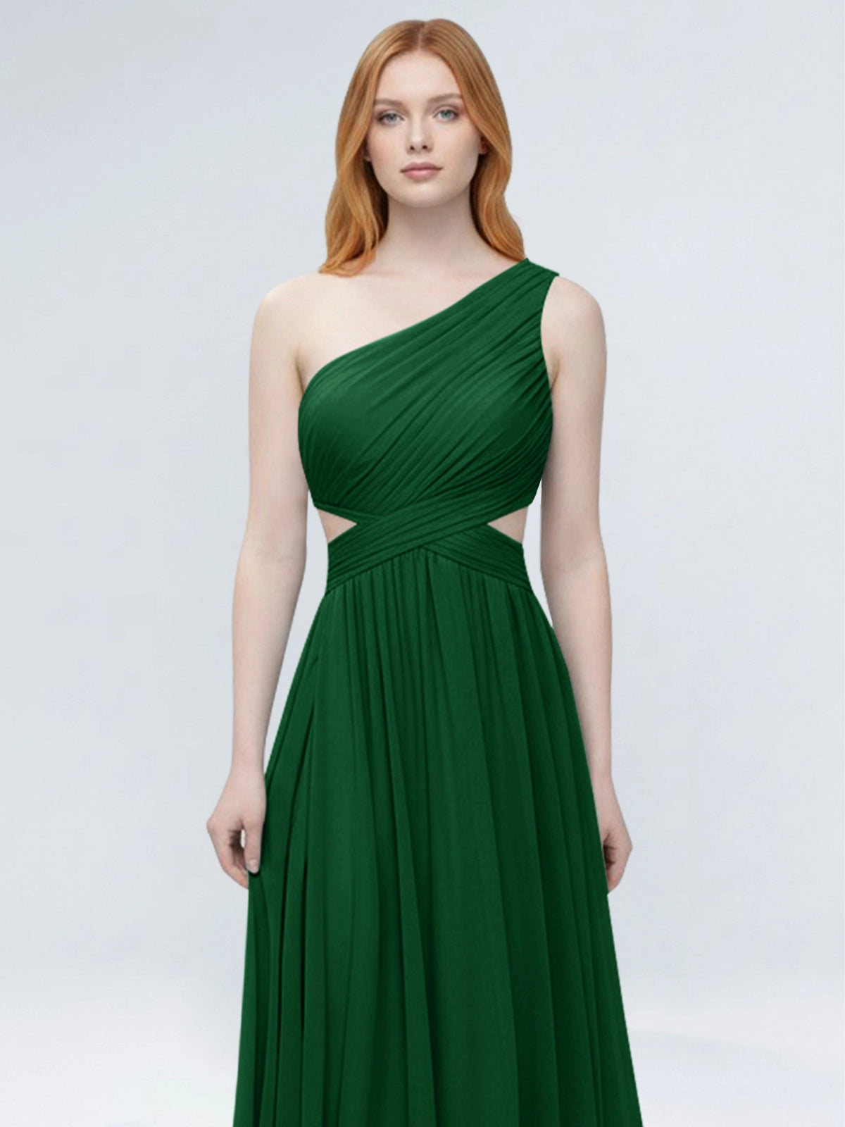 One-Shoulder Side Cut-Out Bridesmaid Dress 