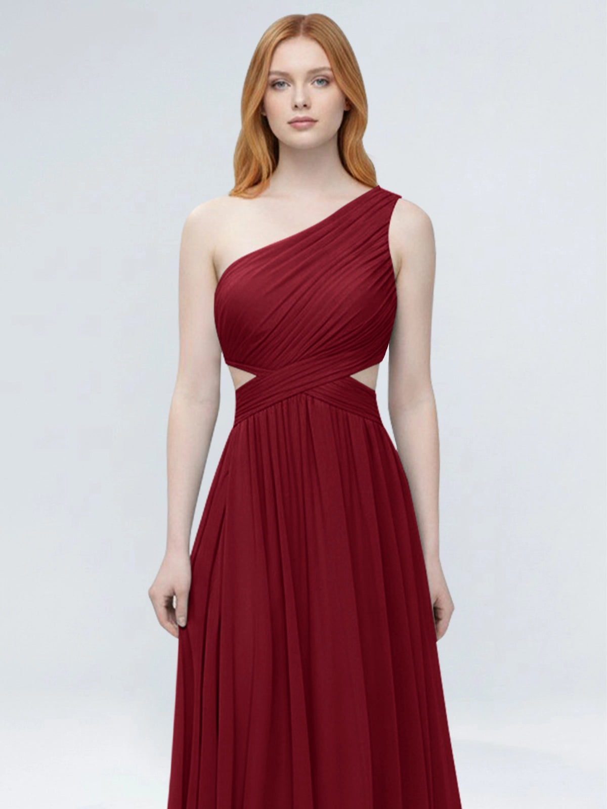 One-Shoulder Side Cut-Out Bridesmaid Dress 