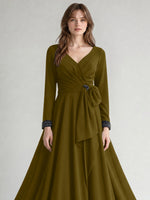 Stretch Satin Mother of the Bride Dress with Crystal
