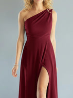 One-Shoulder Bridesmaid Dress with Slit