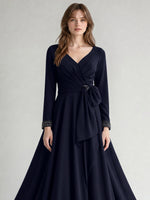 Stretch Satin Mother of the Bride Dress with Crystal