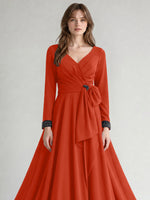 Stretch Satin Mother of the Bride Dress with Crystal