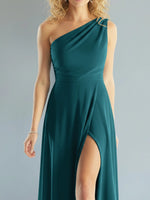 One-Shoulder Bridesmaid Dress with Slit