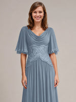 Cowl Neck Mother of the Bride Dress with Applique 