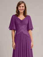 Cowl Neck Mother of the Bride Dress with Applique 
