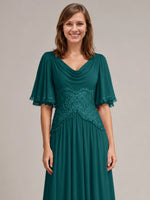 Cowl Neck Mother of the Bride Dress with Applique 
