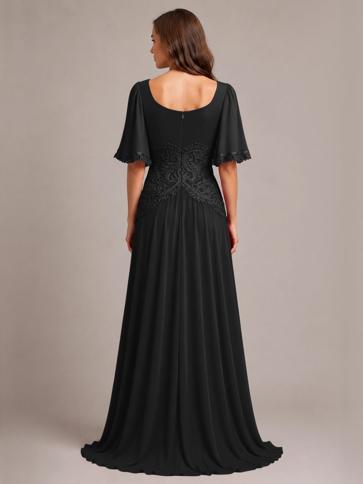 Cowl Neck Mother of the Bride Dress with Applique 