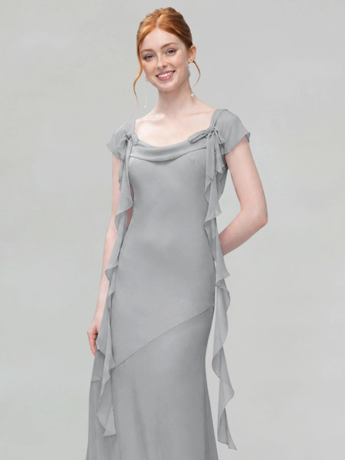 Flowy Ruffle Sheath Bridesmaid Dress 