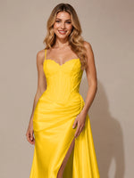 Silk-like Prom Dress with Appliques