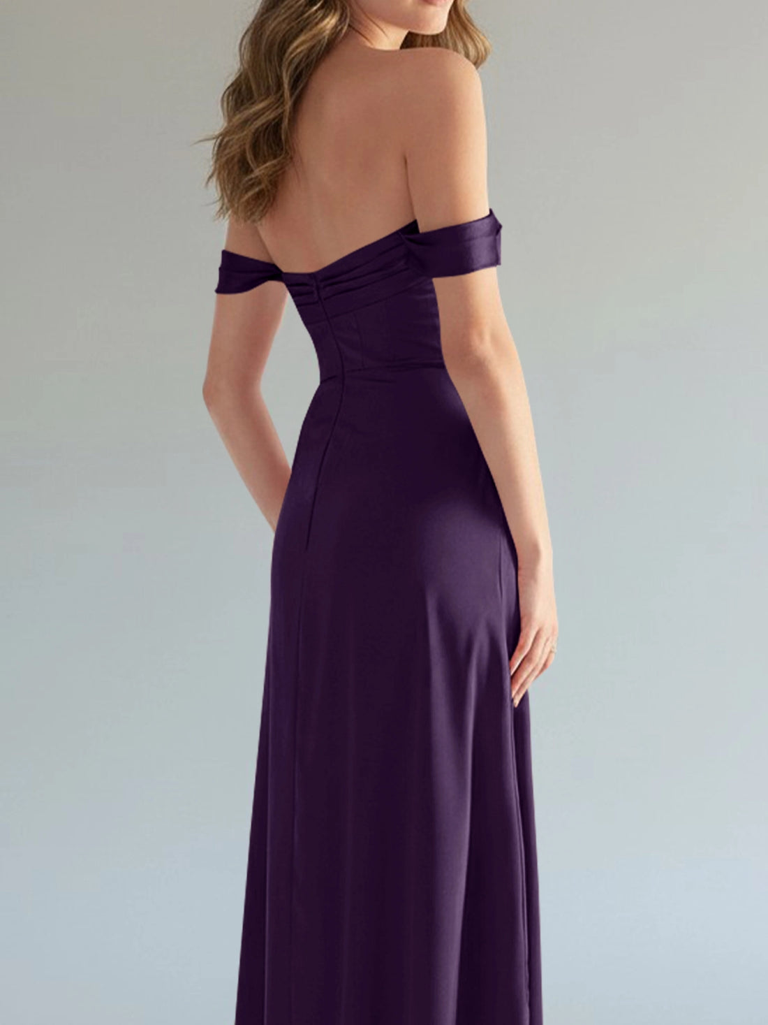 Off-the-Shoulder Slit Bridesmaid Dress 