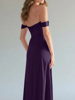 Off-the-Shoulder Slit Bridesmaid Dress 