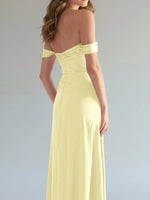 Off-the-Shoulder Slit Bridesmaid Dress 