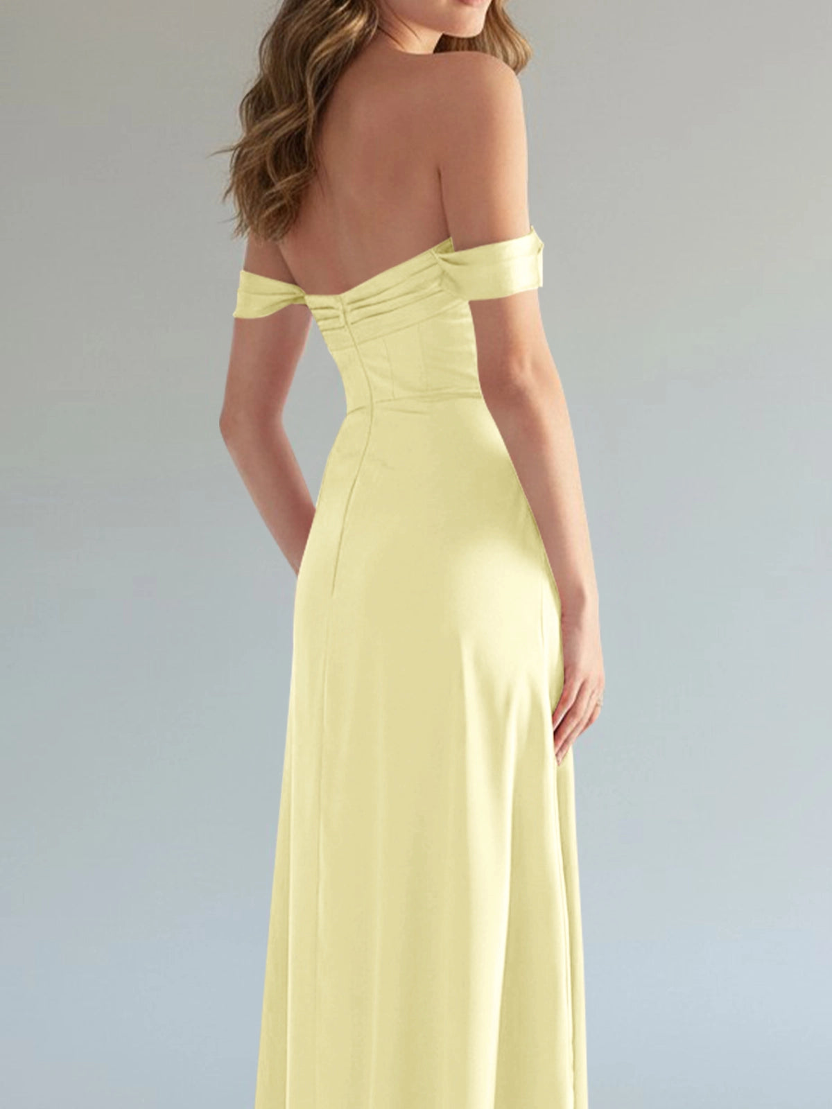 Off-the-Shoulder Slit Bridesmaid Dress 
