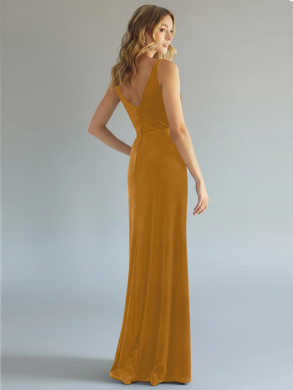 Velvet Bridesmaid Dress with Slit 
