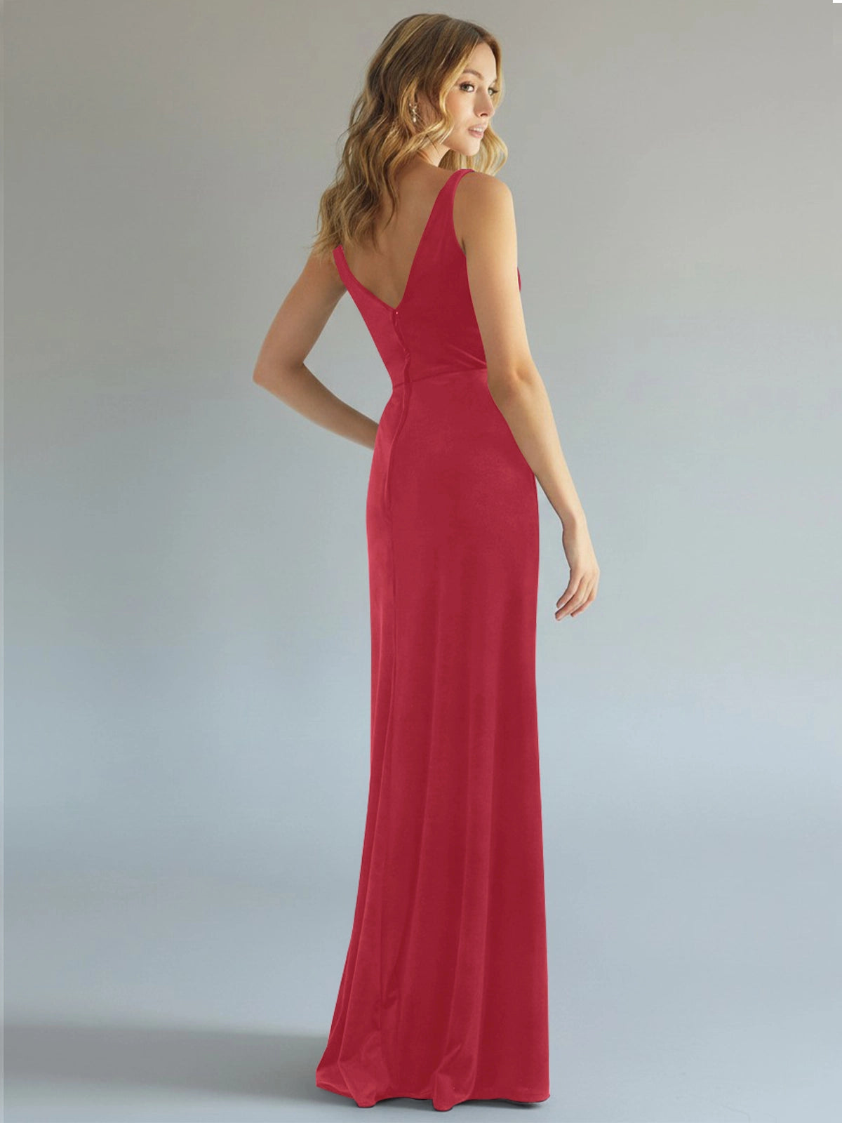 Velvet Bridesmaid Dress with Slit 